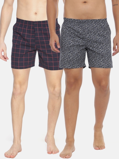

IVOC Men Pack Of 2 Printed Pure Cotton Boxers 12005724-1-12827380-1, Navy blue