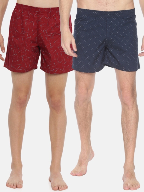 

IVOC Men Pack Of 2 Pure Cotton Boxers, Navy blue