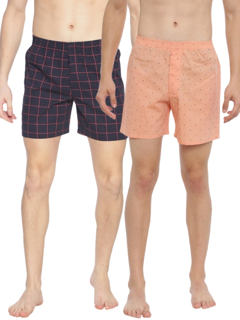 

IVOC Men Pack of 2 Printed Pure Cotton Pure Cotton Boxers, Orange