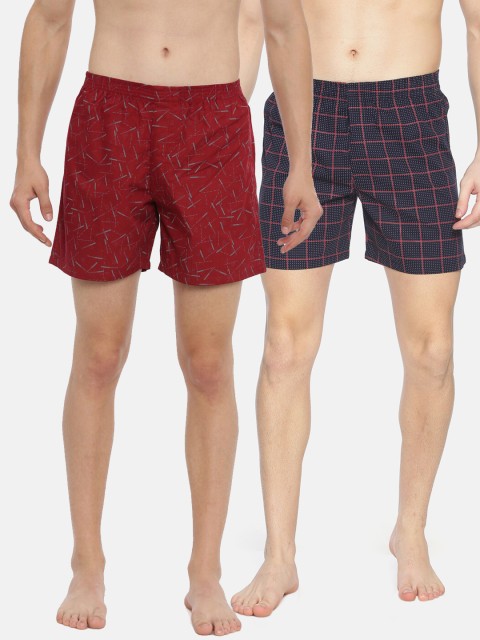 

IVOC Men Pack Of 2 Printed Pure Cotton Boxers 13136026-1-12005724-1, Maroon