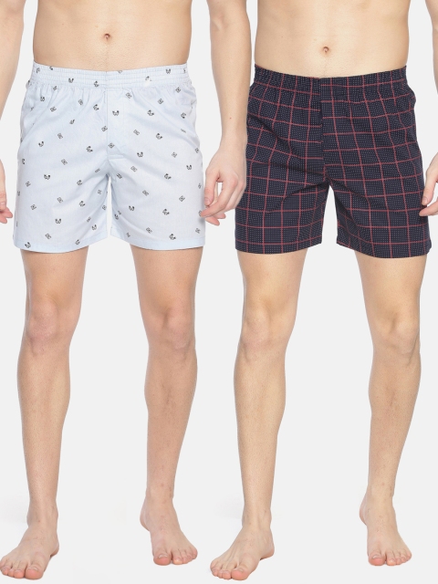 

IVOC Men Pack Of 2 Printed Pure Cotton Boxers 12005718-1-12005724-1, Blue