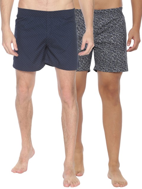 

IVOC Men Pack Of 2 Pure Cotton Boxers, Navy blue