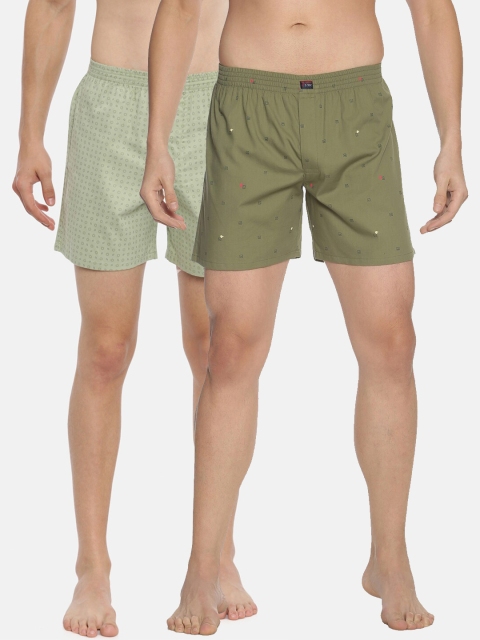 

IVOC Men Pack Of 2 Printed Pure Cotton Boxers 12917336-1-13136038-1, Olive