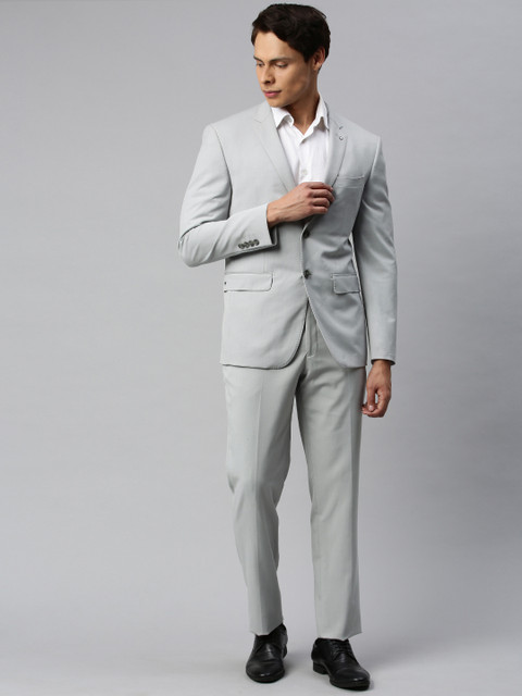 

Louis Philippe Grey Self Design Single-Breasted Slim Fit Formal Suit