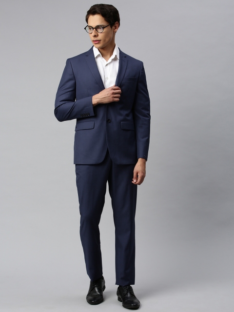 

Louis Philippe Navy Blue Self Design Single-Breasted Slim Fit Formal Suit