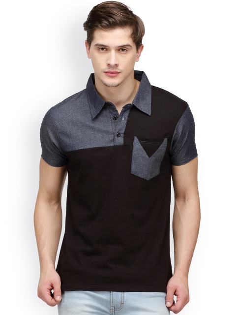 

Campus Sutra Blue & Black Polo T-shirt