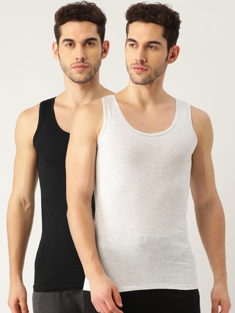 

ROMEO ROSSI Men Pack Of 2 Innerwear Vests, Grey melange