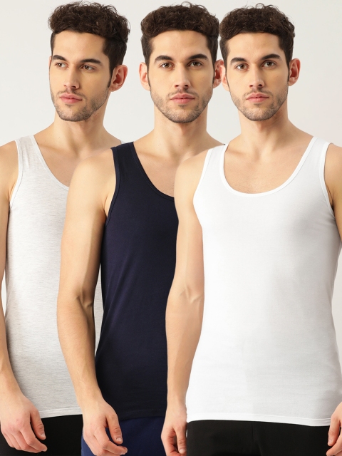 

ROMEO ROSSI Men Pack of 3 Innerwear Vests, White