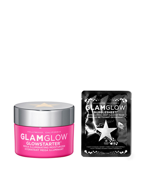 

GLAMGLOW Set of Glowstarter Moisturizer & Bubblesheet Deep Cleanse Mask, Pink