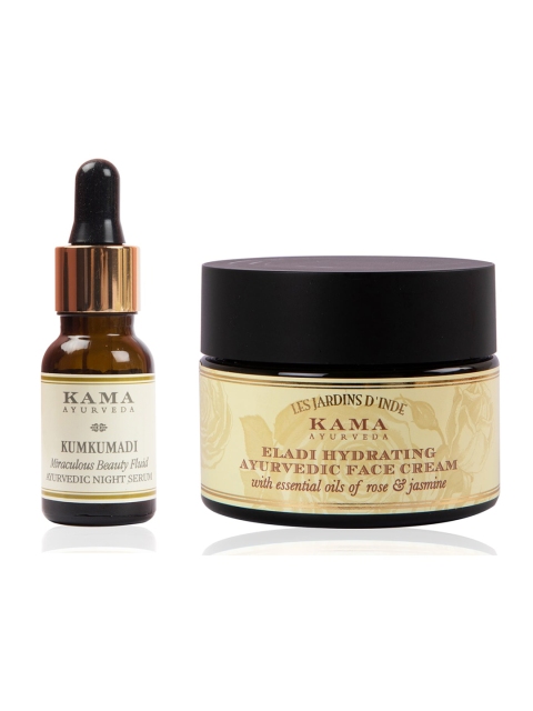 

KAMA AYURVEDA Set of Eladi Hydrating Ayurvedic Face Cream & Kumkumadi Night Cream, Brown