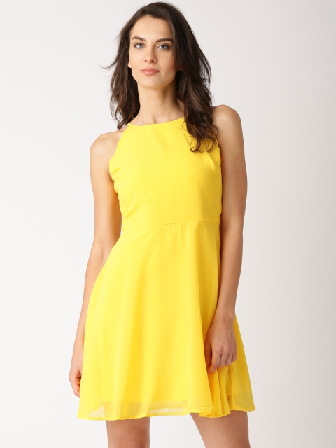

DressBerry Yellow Polyester Fit & Flare Dress