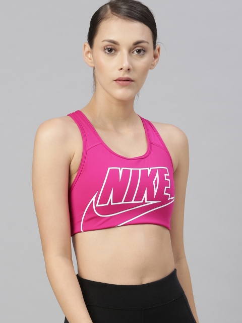 

Nike Pink Printed Underwired Lightly Padded Swoosh FUTURA GX Workout Bra