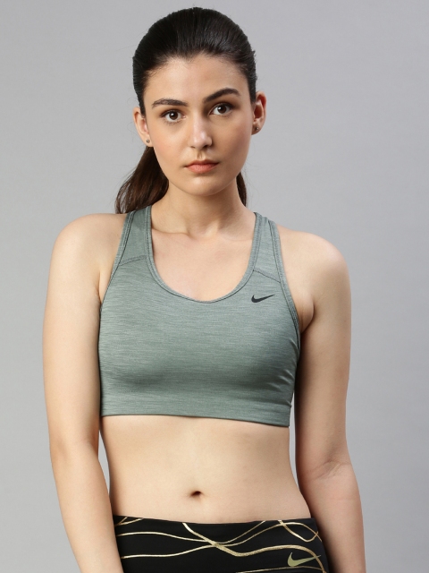 

Nike Grey Solid Non-Wired Lightly Padded Workout Bra