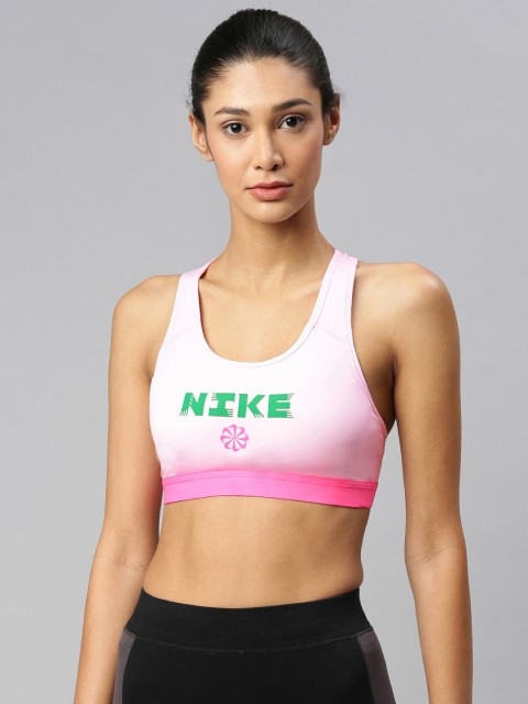 

Nike Pink Printed Dri-FIT SWOOSH BAND Non-Wired Lightly Padded Training Bra