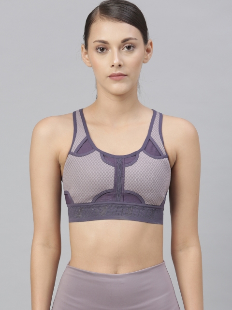 

Nike Purple & Beige Self Design Lightly Padded SWOOSH ULTRABREATHE Workout Bra CZ4440-531