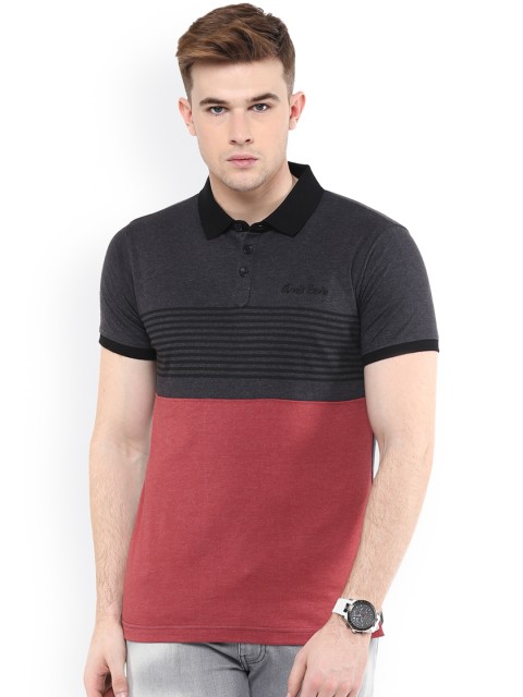 

Avoir Envie Red & Grey Slim Fit Polo T-shirt