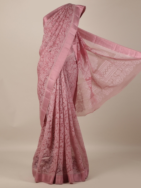 

Pothys Pink Printed Jute Silk Saree