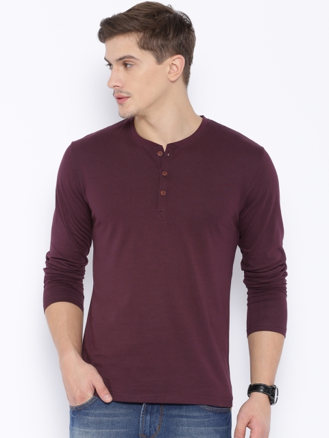 

Highlander Burgundy Henley Pure Cotton T-shirt