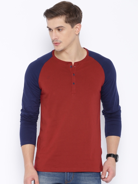 

Highlander Red & Navy Henley T-shirt
