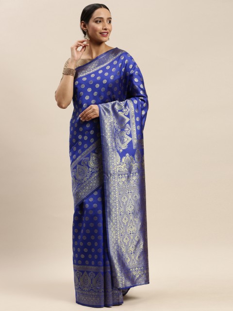 

DIVASTRI Blue & Golden Woven Design Banarasi Saree