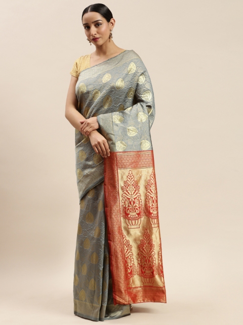 

DIVASTRI Grey & Red Silk Cotton Woven Design Saree