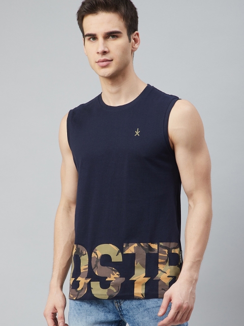 

The Roadster Lifestyle Co Men Navy Blue Brand Logo Printed T-shirt