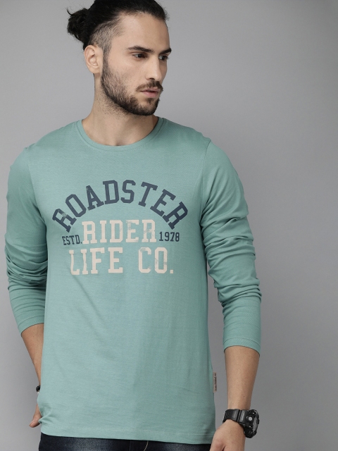 

Roadster Men Blue Printed Round Neck T-shirt