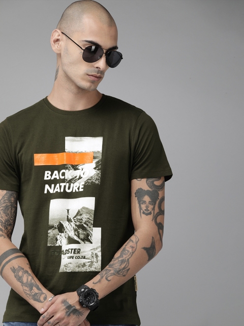 

Roadster Men Black Printed Round Neck T-shirt