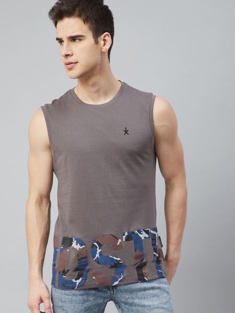 

Roadster Men Mauve & Blue Pure Cotton Brand Logo Printed T-shirt