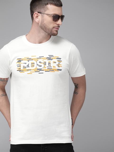 

Roadster Men White Printed Round Neck T-shirt