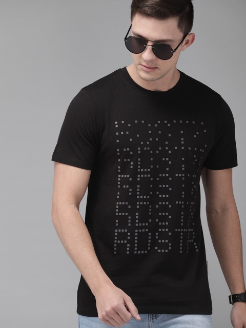

The Roadster Lifestyle Co Men Black Printed Round Neck T-shirt