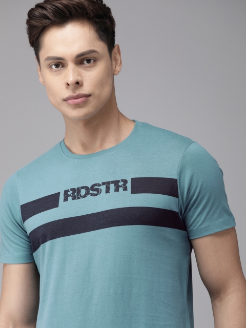 

Roadster Men Blue Printed Round Neck T-shirt