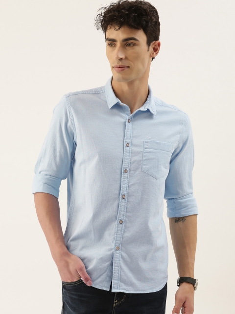 

Flying Machine Men Blue Solid Cotton Regular Fit Casual Shirt
