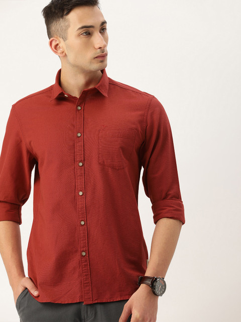 

Flying Machine Men Red Slim Fit Solid Casual Shirt