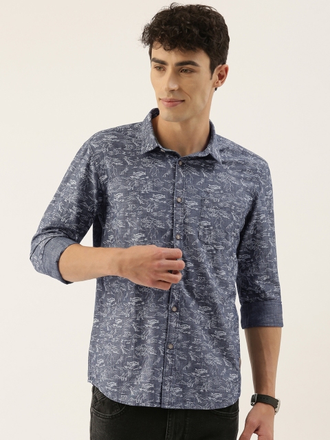 

Flying Machine Men Grey & White Slim Fit Printed Casual Shirt