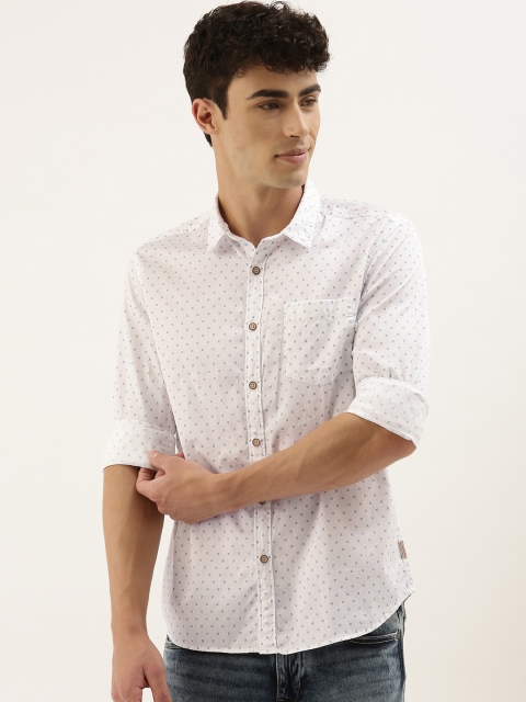 

Flying Machine Men White Slim Fit Printed Casual Shirt