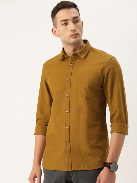 

Flying Machine Men Khaki Slim Fit Solid Casual Shirt