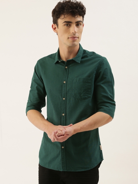 

Flying Machine Men Green Solid Cotton Regular Fit Casual Shirt