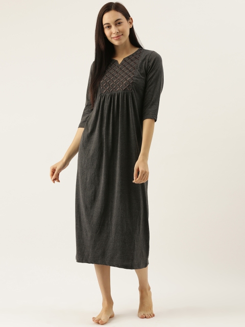 

Slumber Jill Charcoal Grey Embroidered Nightdress