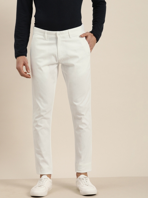 

INVICTUS Men White Slim Fit Mid-Rise Solid Chinos