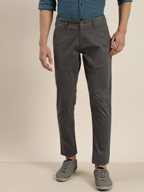 

INVICTUS Men Charcoal Grey Slim Fit Solid Regular Trousers
