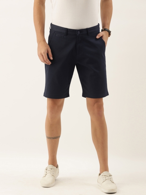 

INVICTUS Men Navy Blue Solid Mid-Rise Regular Shorts