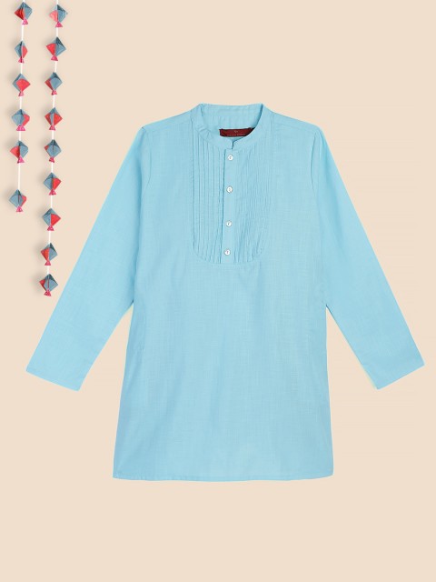 

House of Pataudi Boys Blue Solid Pure Cotton Jashn Kurta