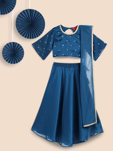 

House of Pataudi Blue Jashn Ready to Wear Lehenga & Blouse with Dupatta