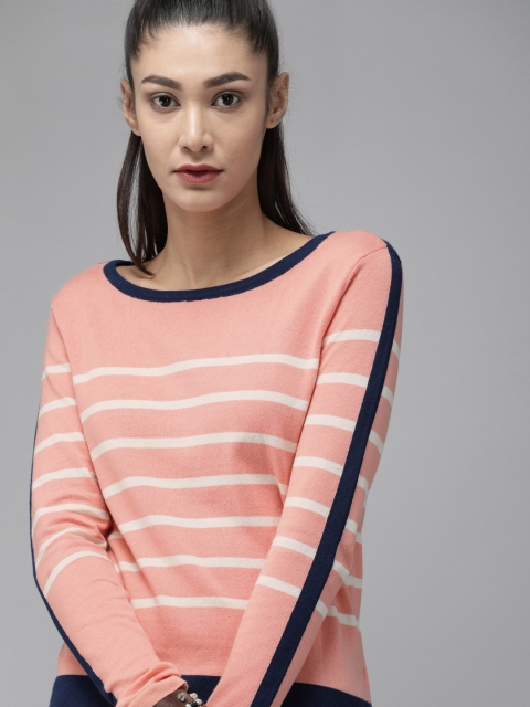 

Roadster Pink & White Striped Regular Top
