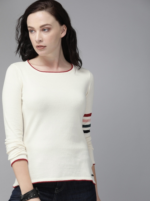 

The Roadster Lifestyle Co Women Off-White Solid Regular Top