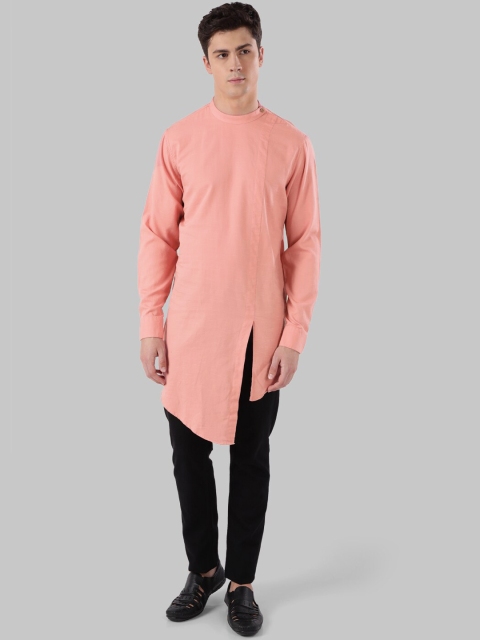 

Ethnix by Raymond Men Pink Solid Straight Kurta