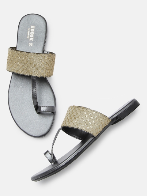 

Anouk Women Beige Solid One Toe Flats