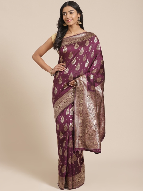 

Mitera Purple & Golden Zari Woven Design Kanjeevaram Saree