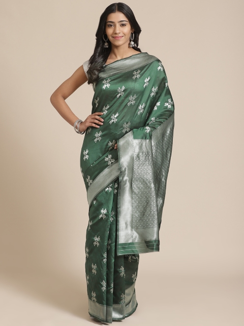 

Mitera Green & Silver Woven Design Kanjeevaram Saree